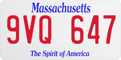 MA license plate 9VQ647