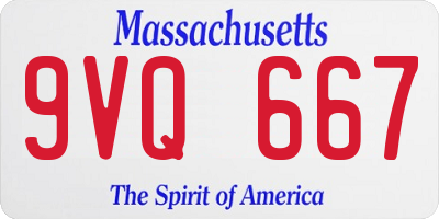 MA license plate 9VQ667