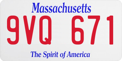 MA license plate 9VQ671