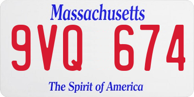 MA license plate 9VQ674