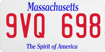 MA license plate 9VQ698