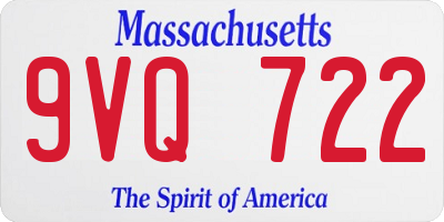 MA license plate 9VQ722