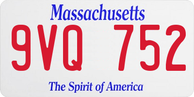 MA license plate 9VQ752