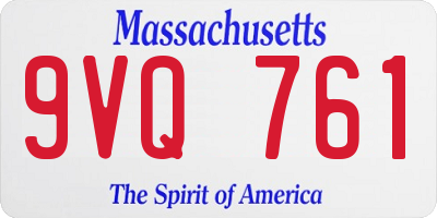 MA license plate 9VQ761