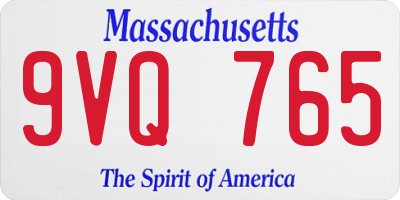 MA license plate 9VQ765