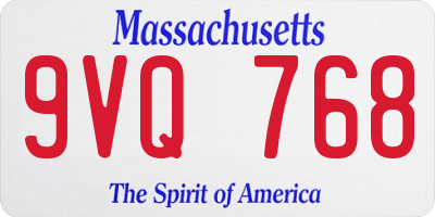 MA license plate 9VQ768