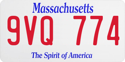 MA license plate 9VQ774