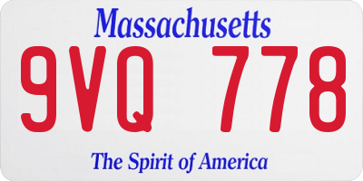 MA license plate 9VQ778