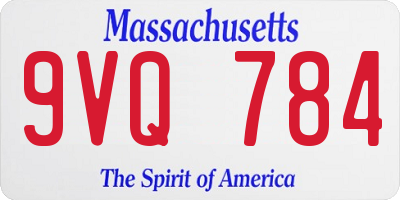 MA license plate 9VQ784