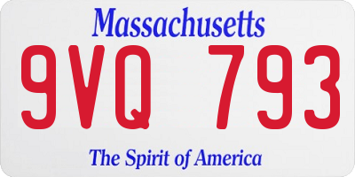 MA license plate 9VQ793