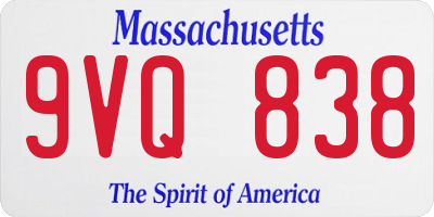 MA license plate 9VQ838