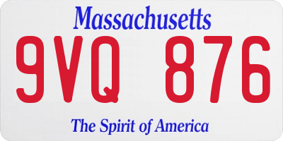 MA license plate 9VQ876