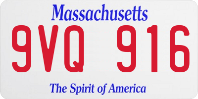 MA license plate 9VQ916