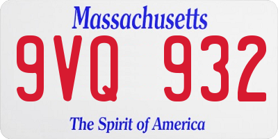 MA license plate 9VQ932