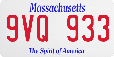 MA license plate 9VQ933