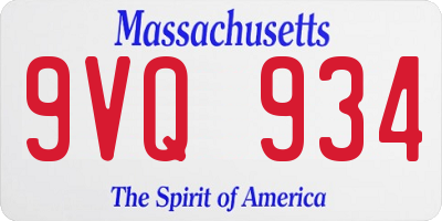 MA license plate 9VQ934
