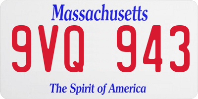 MA license plate 9VQ943