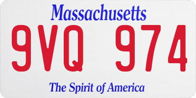 MA license plate 9VQ974