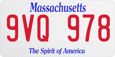 MA license plate 9VQ978