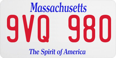 MA license plate 9VQ980