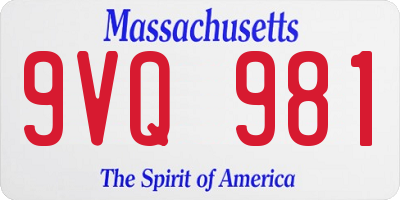 MA license plate 9VQ981