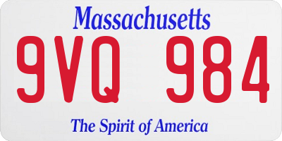 MA license plate 9VQ984