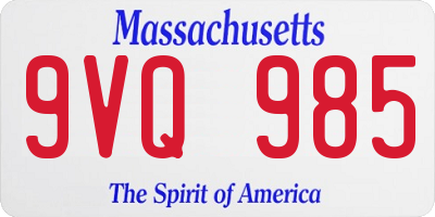 MA license plate 9VQ985