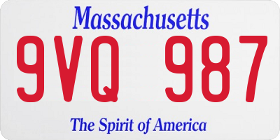 MA license plate 9VQ987