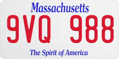 MA license plate 9VQ988