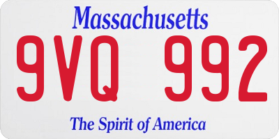 MA license plate 9VQ992