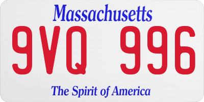 MA license plate 9VQ996