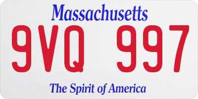 MA license plate 9VQ997
