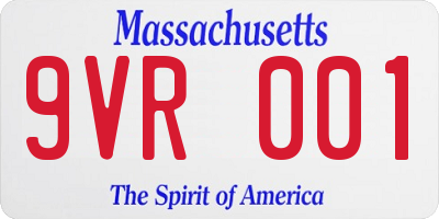 MA license plate 9VR001