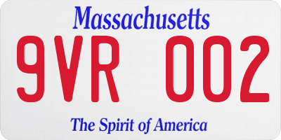 MA license plate 9VR002