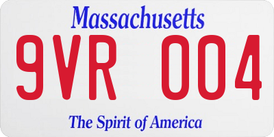 MA license plate 9VR004