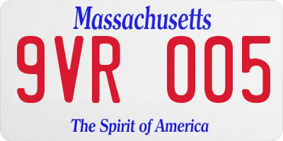 MA license plate 9VR005