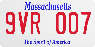 MA license plate 9VR007
