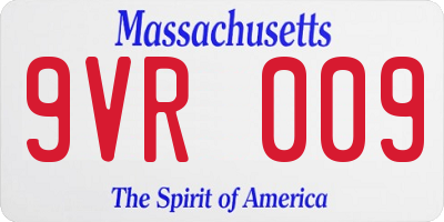 MA license plate 9VR009