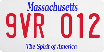 MA license plate 9VR012