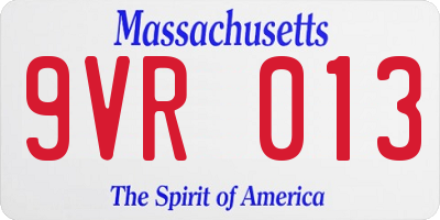 MA license plate 9VR013