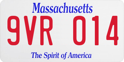 MA license plate 9VR014