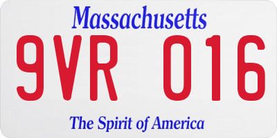 MA license plate 9VR016