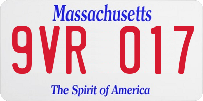 MA license plate 9VR017