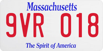 MA license plate 9VR018