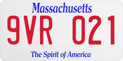 MA license plate 9VR021
