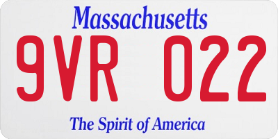 MA license plate 9VR022