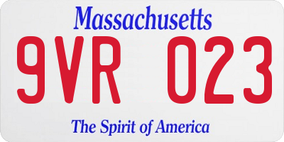 MA license plate 9VR023