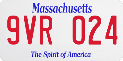 MA license plate 9VR024