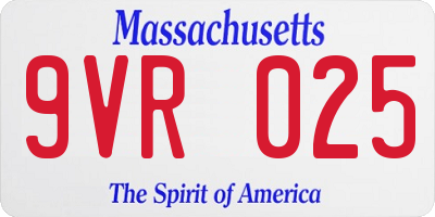 MA license plate 9VR025