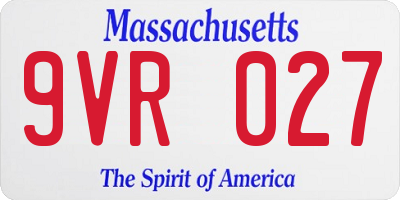 MA license plate 9VR027